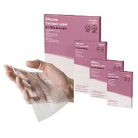 Cardinal Health Silicone Contact Layer 3" x 4".  Sterile, occlusive wound dressing made with a conformable, open mesh struction and gentle silicone adhesive.  Helps facilitate fluid transfer and provide fixation and protection to the w  55SCL34-Each