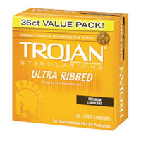 Trojan Condom Stimulations Ultra Ribbed Lubricated  BX94950-Box
