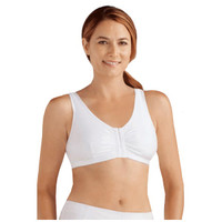 Amoena Frances Wire-Free Post-Surgical Bra, Front-Closure, Size C/D (32/34), Small, White Ref# 52128SCDWH  KU56710303-Each