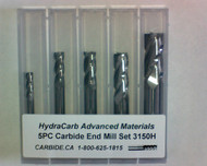 5 PC 3150H HydraCarb 4FL Carbide Square End Mill Set