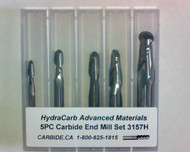 5 PC 3157H HydraCarb 2FL Carbide Ball Nose End Mill Set
