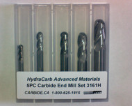 5 PC 3161H HydraCarb 4FL Carbide Ball Nose End Mill Set