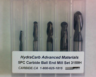 5 PC 3159H HydraCarb 2FL TiaMAX Coated Carbide Ball Nose End Mill Set