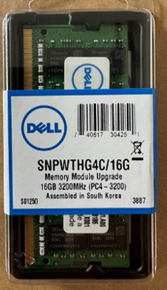 DELL LAPTOP ORIGINAL MEMORY 16GB DDR4 3200MHZ PC4-25600 2XR8 NON ECC SDRAM 260-PIN SODIMM / MEMORIA NEW DELL  SNPWTHG4C/16G, AA937596 