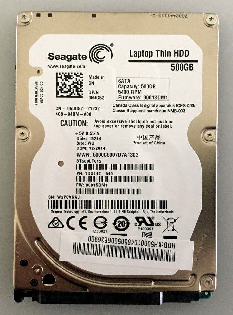 DELL Laptop Disco Duro Seagate Momentus Thin 500 GB 2.5IN 16 MB Sata 5.4K  NEW DELL NJG52, ST500LT012 - CARCMEX