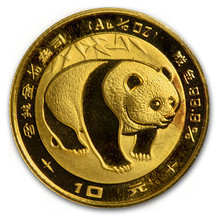 1983  1/10 oz. 10 Yuan       Gold Panda NGC MS70