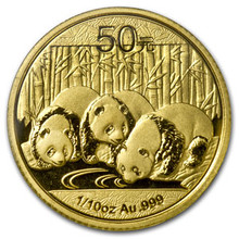 2013  1/10 oz. 50 Yuan   First Strike    Gold Panda PCGS MS70