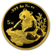 1998  1/20 oz. 5 Yuan   Large Date    Gold Panda NGC MS70
