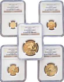 1989 Proof 5 Coin Set    Ultra Cameo    Gold Panda NGC PF69