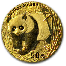 2002  1/10 oz. 50 Yuan       Gold Panda NGC MS70