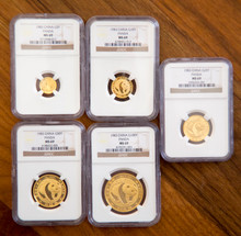 1986 Proof 5 Coin Set    Ultra Cameo P   Gold Panda NGC PF68