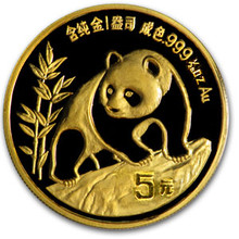 1990  1/20 oz. 5 Yuan   Large Date    Gold Panda NGC MS70