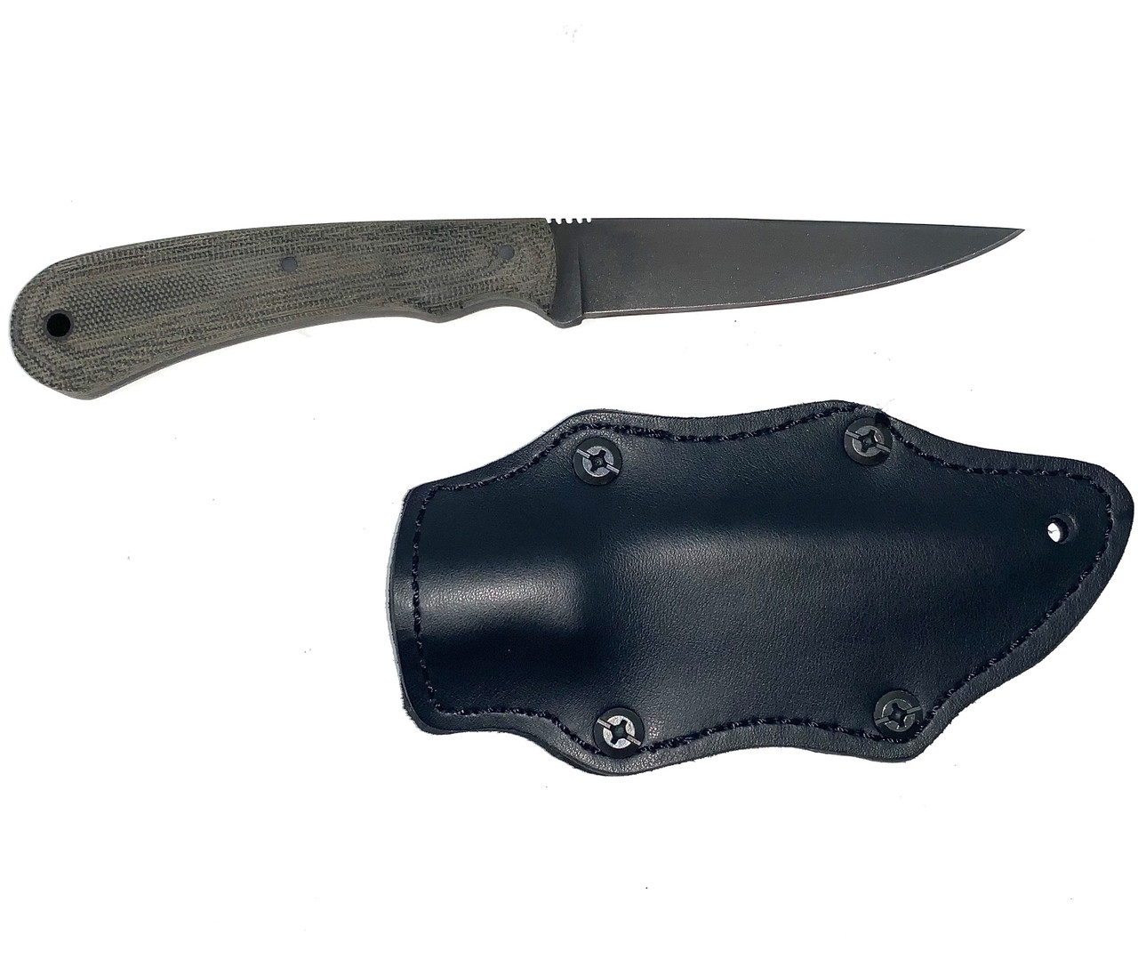 Winkler Knives WK II Operator with Black Micarta Handle & Black Leather