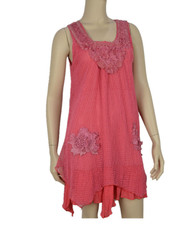 pretty angel Coral Floral Linen Blend Tunic