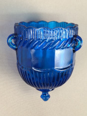 Blue votive glass for hanging vigil lamp