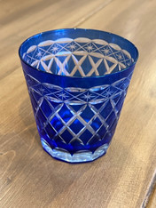 Romanian Carved Votive Glass - Blue