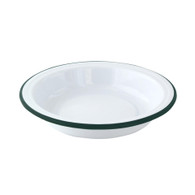 Plato hondo reutilizable esmaltado blanco con borde verde - 22 oz