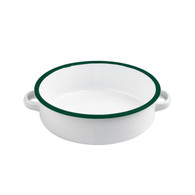 Plato Reutilizable Esmaltado Con Asas Blanco Con Borde Verde
