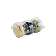 Empaque para 3 macarons  (3 x 1) - 3.6 x 2.6" - 93 x 67mm  - H: 0.7" - 20mm - 150 sets (top+bottom)