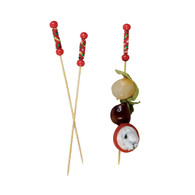 "FUJI" Brochetas de bamboo con decoracion en rojo - 4.4" 