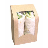 Caja color Kraft con ventana para wraps 24 oz 8x3 . 7x2.1"