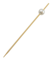 "BIJOU" Pincho de Bambú con Perla Blanca - 3.5"