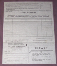 1962 Lionel Accessory Order Form (NOS)
