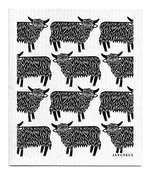 Swedish dishcloth Highland Cow - Black