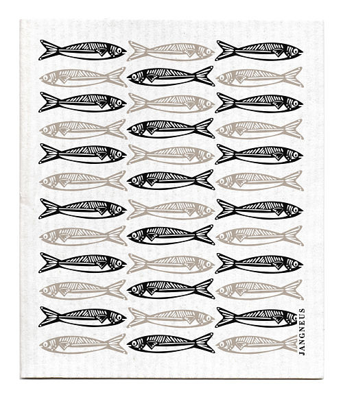 Swedish dishcloth Sardines - Black