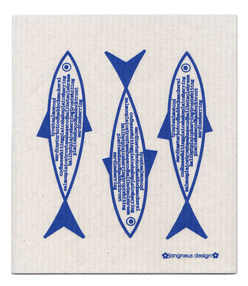 Jangneus Swedish dishcloth, Blue Fish, 100% biodegradable