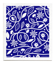 Swedish Dishcloth - Doodle Flower - Blue