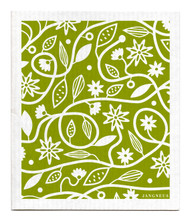 Swedish Dishcloth - Doodle Flower - Green