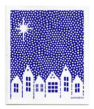 Swedish Dishcloth - Snow Village - Blue
