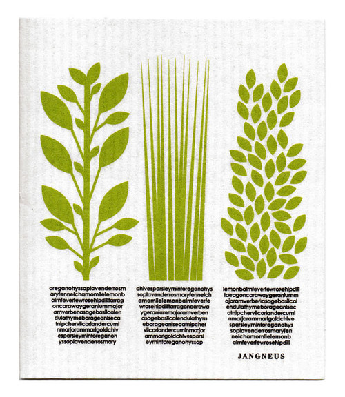 Jangneus Swedish dishcloth, Herbs Green, 100% biodegradable