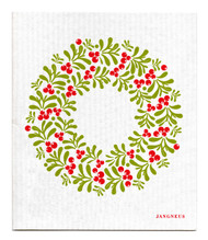 Swedish Dishcloth - Wreath - Red