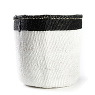 Kiondo Basket - White with Black Top Stripe