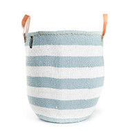 Kiondo Basket - Thick Stripes Light Blue & White with Handles