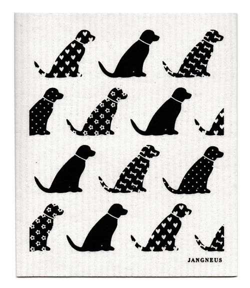 Jangneus Swedish dishcloth, Black Dogs, 100% biodegradable