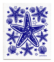 Swedish dishcloth 100% biodegradable 7 by 8 inches, Blue starfish by Jangneus