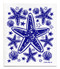 Swedish dishcloth 100% biodegradable 7 by 8 inches, Blue starfish by Jangneus