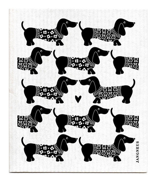 Jangneus Swedish dishcloth, Dachshund Black, 100% biodegradable
