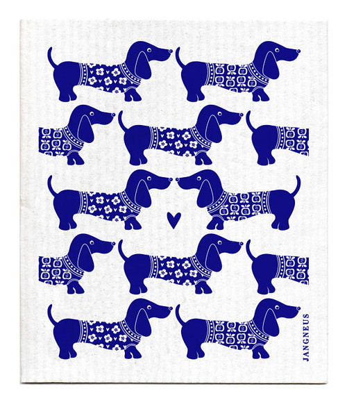 Jangneus Swedish dishcloth, Dachshund Blue, 100% biodegradable