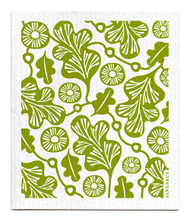 Jangneus Swedish dishcloth, Green Oak Leaf, 100% biodegradable