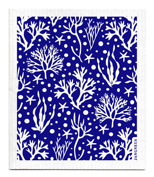 Swedish dishcloth 100% biodegradable 7 by 8 inches, Coral blue by Jangneus