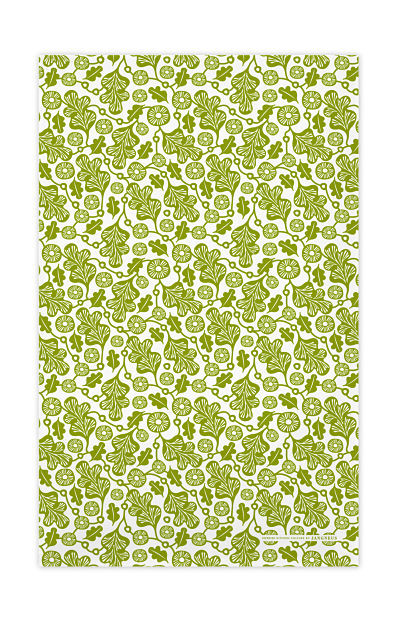 Swedish Kitchen Towels - Oak Leaf - Green