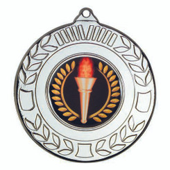 Wreath Medal (1In Centre) - Silver 2In