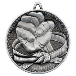 Martial Arts Deluxe Medal - Antique Silver 2.35In