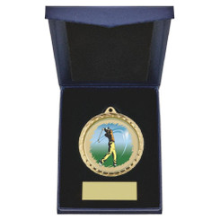 TW20-163-867AG / 60mm Gold Male Golf Medal in Case
