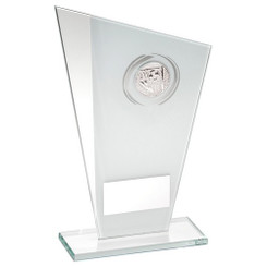 White/Silver Printed Glass Plaque With Football Insert And Plate - 6.5"