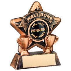 Mini Star 'Well Done' With Plate - Brz/Gold Well Done 3.75"